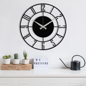 Διακοσμητικό Μεταλλικό Ρολόι Τοίχου Enzoclock Μαύρο 48x48 cm