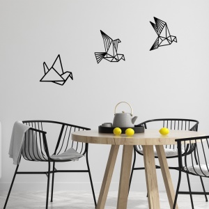Διακοσμητικό Τοίχου από Ξύλο και Μέταλλο Origami, Μαύρο, 26x32 cm