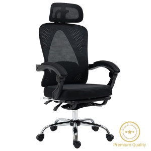 Διευθυντική καρέκλα γραφείου με υποπόδιο Titan Premium Quality ύφασμα υψηλής ποιότητας - πλέγμα μαύρο