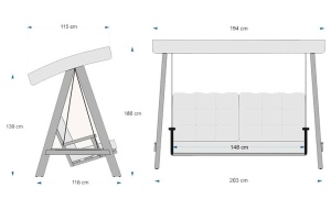 Διπλή Κούνια Κήπου Pera 2000, Ανθρακί, 200x110x180 cm - Img 15