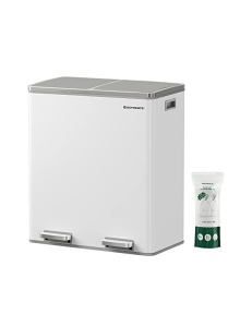 Διπλός κάδος ανακύκλωσης, Songmics, 2 x 30L, Λευκό, LTB60WT, 59 x 32 x 65 cm