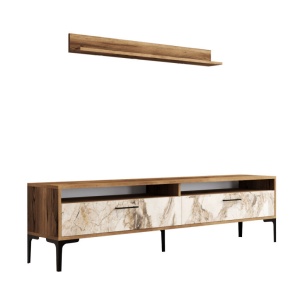 Έπιπλο TV Istanbul-Walnut, Λευκό Marble - Img 5