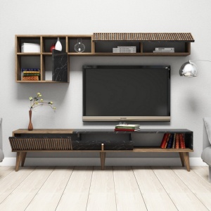 Έπιπλο TV Milan-Walnut, Μαύρο - Img 2
