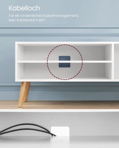 Έπιπλο TV, Vasagle, Λευκό, 120x40x49 cm - Img 6