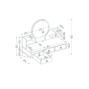 Επιτοίχια τουαλέτα μακιγιάζ Polina Λευκό 90x75x36.8 cm - Img 5