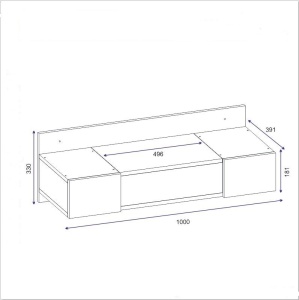Επιτοίχια τουαλέτα μακιγιάζ Zakkum Ανθρακί 100x33x39.1 cm - Img 5