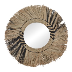 Καθρέφτης με κορνίζα από άχυρο Cierlo Boho Pako World Natural 42x42x6 cm