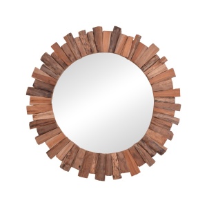 Καθρέφτης Rounder από ξύλο teak σε φυσικό χρώμα 80x80x4 cm