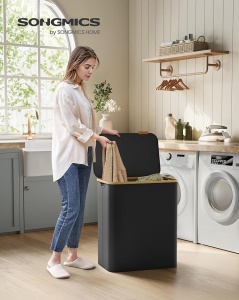 Καλάθι απλύτων Μαύρο Songmics 60x38.5x70.5 cm - Img 2
