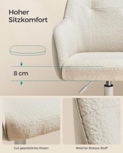 Καρέκλα γραφείου boucle Cappuccino Songmics 60.8x58x96 cm - Img 6