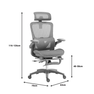 Καρέκλα γραφείου Zenyk mesh μαύρο και λευκό 63x70x126 cm - Img 12
