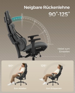 Καρέκλα gaming Songmics Γκρι 68x68x145 cm - Img 3