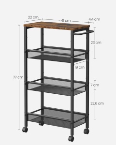 Καρότσι Αποθήκευσης Κουζίνας Bruno Καφέ 45.5x22x77 cm - Img 5