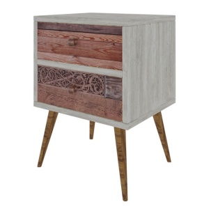 Κομοδίνο PWF-0320 Γκρι-Walnut 40x35x55 cm
