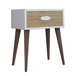 Κομοδίνο Labow Walnut-Λευκό 45x30x57.5 cm