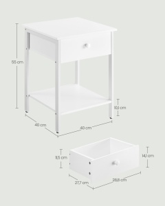 Κομοδίνο Vasagle Λευκό 40x40x55 cm - Img 5