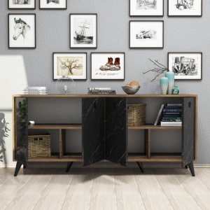 Κονσόλα Elite 1618 Walnut-Μαύρο Marble - Img 3