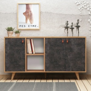 Κονσόλα Planky Oak-Dark Concrete