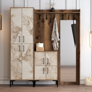 Κρεμάστρα Εισόδου Berlin ABC - Walnut, Λευκό Marble