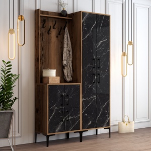 Κρεμάστρα Εισόδου Berlin BA - Walnut, Μαύρο Marble - Img 2