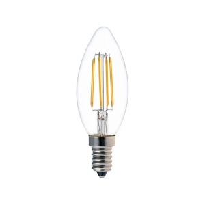 Λαμπτήρας LED C35 4W 3000K E14, Διάφανο, 3.5x3.5x9.5 cm