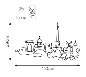 Μεταλλικός πίνακας Παρίσι Μαύρο 120x69x1.5 cm - Img 6