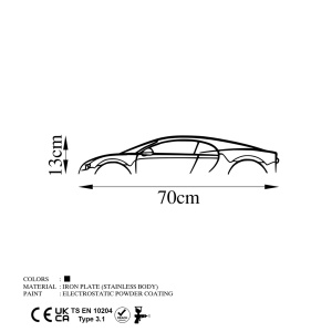 Μεταλλικός πίνακας Bugatti Μαύρο 70x13 cm - Img 5