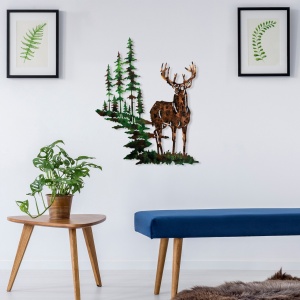 Μεταλλικός πίνακας Deer Πολύχρωμος 65x79 cm - Img 2