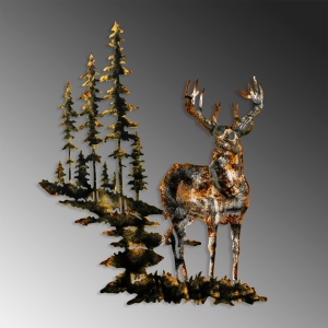 Μεταλλικός πίνακας Deer Πολύχρωμος 65x79 cm - Img 5
