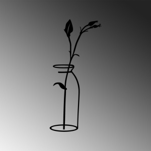 Μεταλλικός πίνακας Flower Μαύρο 33x0.15x71 cm - Img 5
