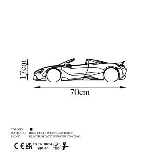 Μεταλλικός πίνακας McLaren Μαύρο 70x17 cm - Img 5