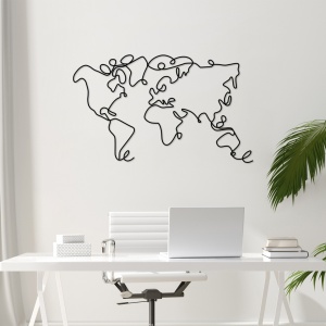 Μεταλλικός πίνακας World Μαύρο 120x70x1.5 cm - Img 3