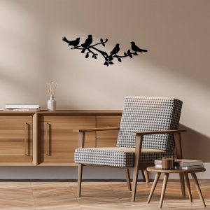 Μεταλλικός πίνακας Birds Μαύρο 70x26 cm