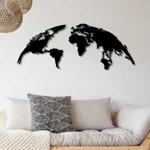 Μεταλλικός πίνακας World Μαύρο 150x59 cm