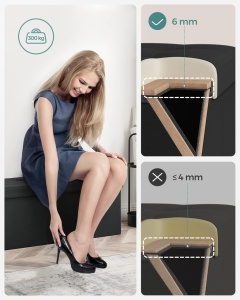 Μπαούλο Αποθήκευσης Μαύρο Songmics 38 x 110 x 38 cm - Img 3
