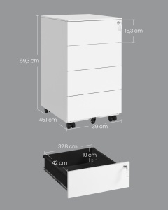 Ντουλάπι Γραφείου Songmics, Λευκό, 39x45x69.4 cm - Img 5