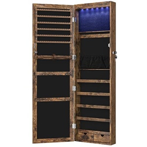 Ντουλάπι Κοσμημάτων με Καθρέφτη, Songmics, Καφέ, 120x10x36.7 cm - Img 2