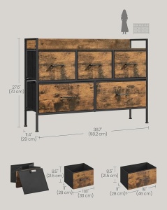 Ντουλάπι με Συρτάρια Songmics Καφέ 98.2x29x70 cm - Img 3