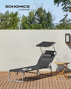 Ξαπλώστρα, Songmics, Γκρι, 53x193x29.5 cm
