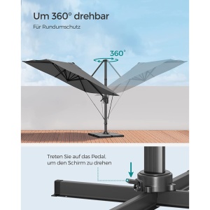 Ομπρέλα βεράντας Songmics Γκρι 300x300x260 cm - Img 3