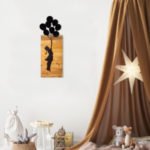 Πίνακας από ξύλο και μέταλλο Child Μαύρο 30x86x3 cm