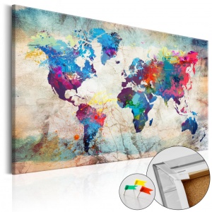 Πίνακας από φελλό - World Map: Colourful Madness [Cork Map] 90x60 cm