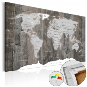 Πίνακας από φελλό - World of Wood [Cork Map] 60x40 cm
