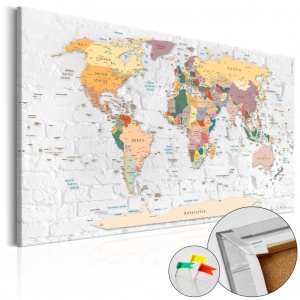 Πίνακας από φελλό - World's Walls [Cork Map] 120x80 cm