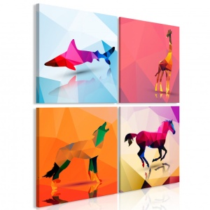 Πίνακας - Geometric Animals (4 Parts) 40x40 cm