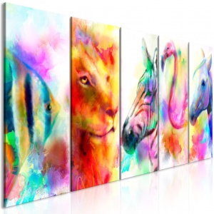 Πίνακας - Rainbow Watercolours (5 Parts) Narrow 200x80 cm
