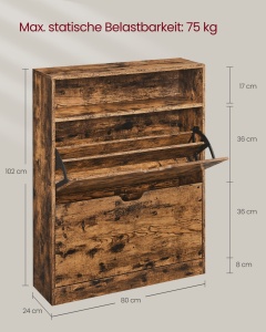 Παπουτσοθήκη Vasagle Καφέ 80x24x102 cm - Img 7