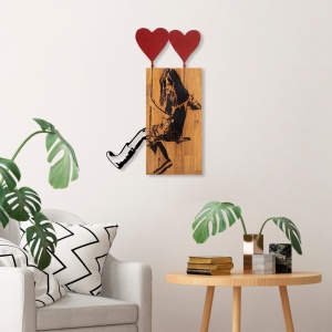Πίνακας από ξύλο και μέταλλο Banksy Καρυδί 50x80x3 cm - Img 2
