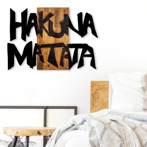 Πίνακας από ξύλο και μέταλλο Hakuna Μαύρο 77x3x58 cm - Img 2