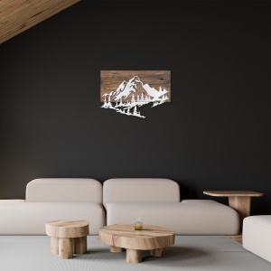 Πίνακας από ξύλο και μέταλλο Mountain Καρυδί 38x58 cm - Img 2